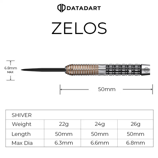 DATADART ZELOS Steeldart-Set 22, 24, oder 26 Gramm